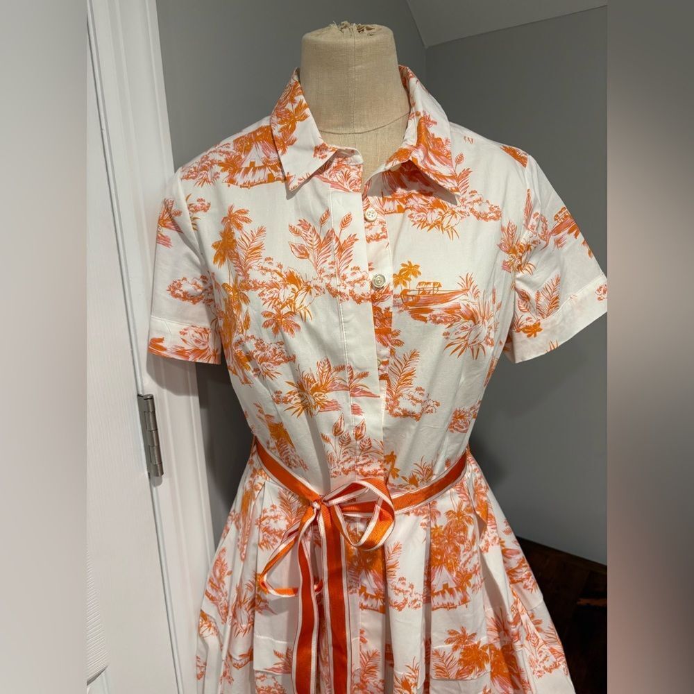 Donna Morgan Short Sleeve Pleated Button Down Midi Dress Size 10 - Picture 2 of 15